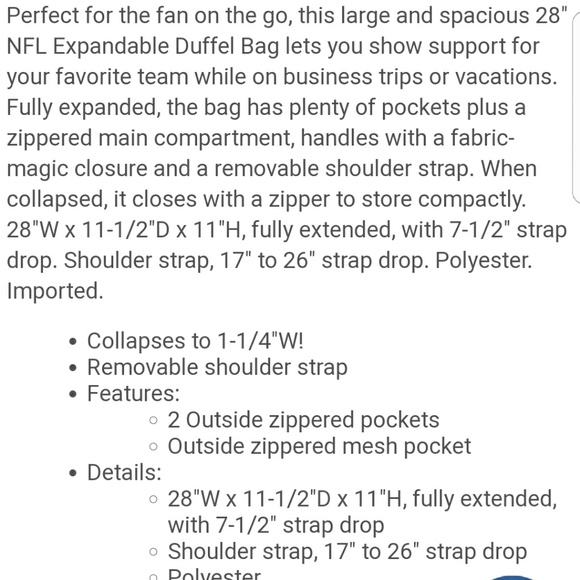 🏈⭐🏈 COLTS DUFFLE BAG🏈⭐🏈 - Picture 2 of 2